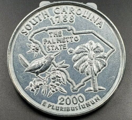 Large 3 Inch Novelty Pewter Coin/coaster/paperweight 2000 South Carolina Quarter